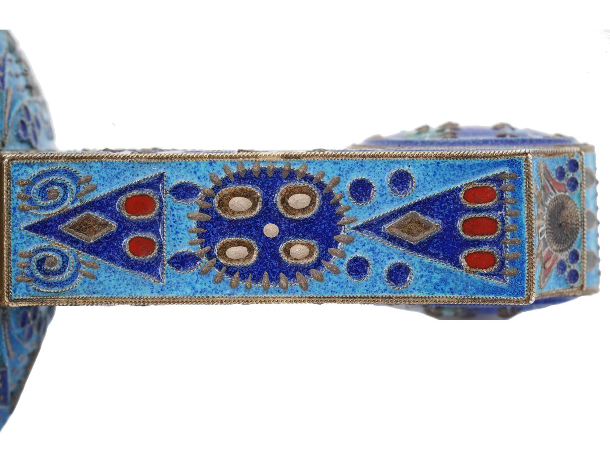 RUSSIAN 84 SILVER AND CLOISONNE ENAMEL KOVSH PIC-9